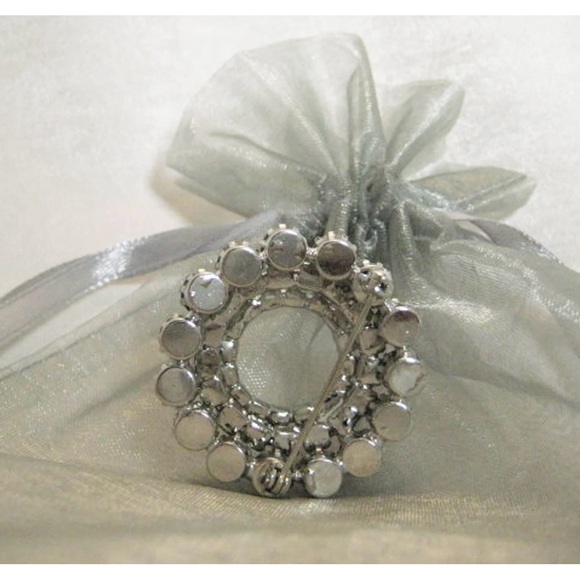 Vintage 3 Tier Rhinestone Circle Brooch Scarf Pin - Picture 3 of 6